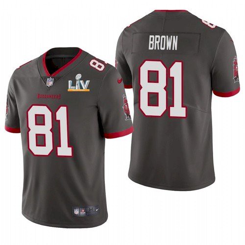 Men's Tampa Bay Buccaneers #81 Antonio Brown Grey 2021 Super Bowl LV Limited Stitched NFL Jersey